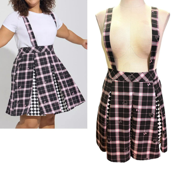 torrid Dresses & Skirts - Torrid Plus Size 4 Disney Pink Plaid Minnie Mouse Pleated Punk Schoolgirl Skirt